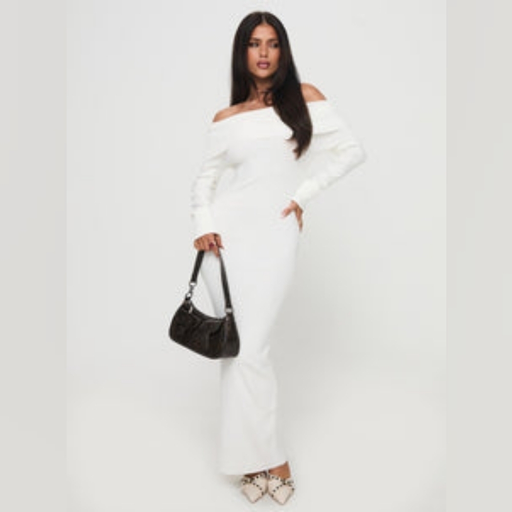 Princess Polly Celestara off the shoulder maxi dress white
